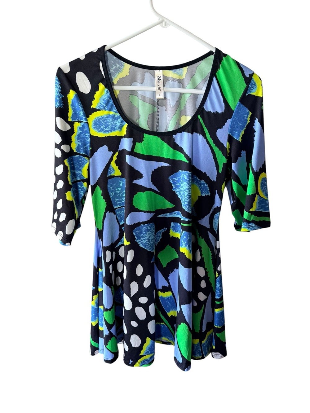 24/7 Abstract Scoop-Neck Tunic in Blue & Green